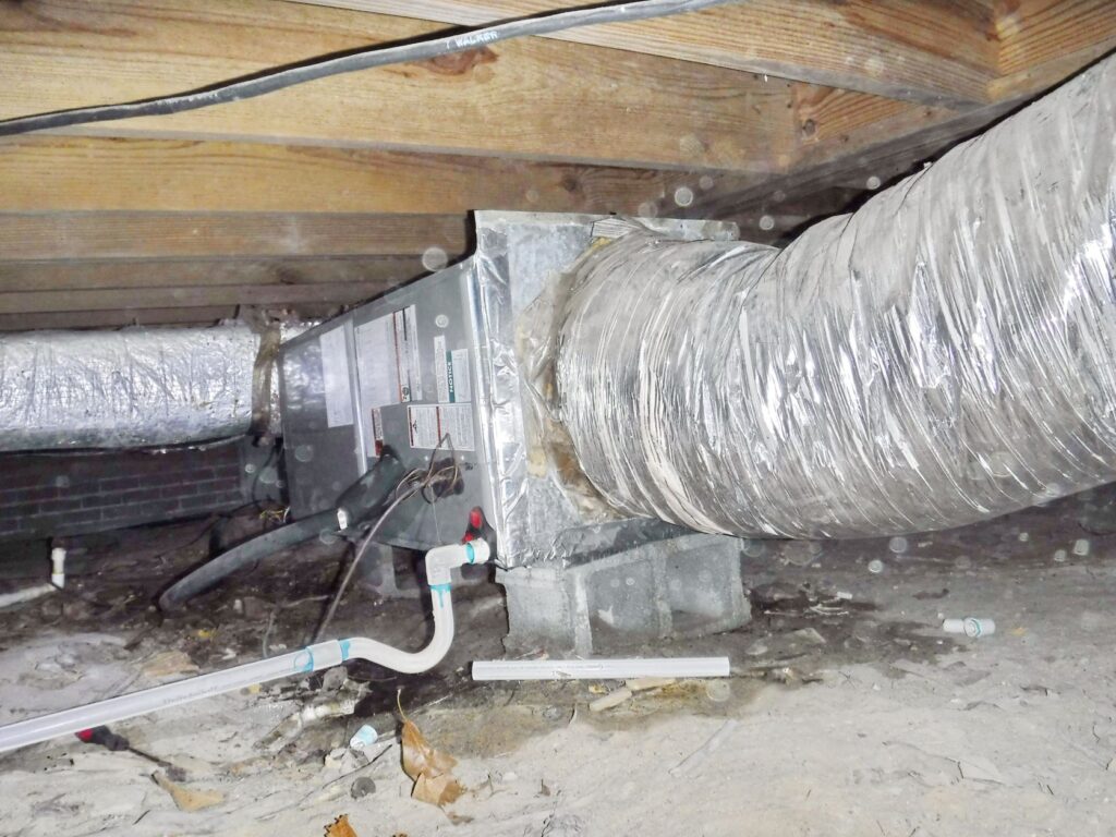 Picture of air handler in crawlspace